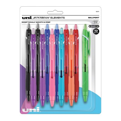 uni-ball JETSTREAM ELEMENTS Retractable Ballpoint Pens Medium Point Assorted Inks 12/Pack (70171)