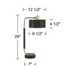 Possini Euro Design Myles 24" High Small Modern Glam Luxe Desk Lamps Set of 2 Dual USB Ports Black Gold Metal Home Office Living Room Charging Bedroom - 4 of 4