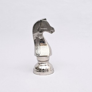 TopComfy Decorative Object Hammered Nickel Finish Chess Horse Sculpture Elegant Table Accent for Home Decor, Silver, 5.5"*5.5"*14" - 1 of 4