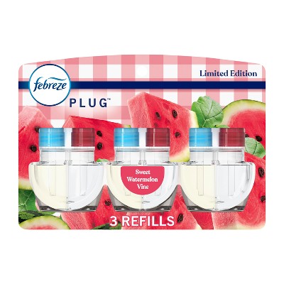 Febreze Plug Triple Refill Air Freshener Sweet Watermelon Vine - 3ct