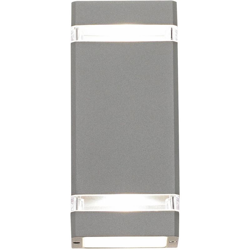 Possini Euro Design Skyridge Modern Outdoor Wall Light Fixtures Set of 2 Matte Silver Up Down 10 1/2" Clear Glass for Post Exterior Barn, 3 of 10
