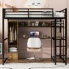 Whisen Full Size Metal Loft Bed with Built-in Wardrobe - Black - 3 of 4