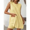 Women's 2 Pieces Set Summer Outfits Sleeveless Crew Neck Side Slit Top Loungewear and Elastic Waist Shorts Lounge Pajama - 2 of 4