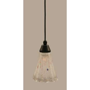 Toltec Lighting Any 1 - Light Pendant in  Matte Black with 5.5" Fluted Frosted Crystal Shade