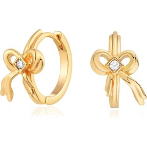 Cubic Zirconia Huggie Earrings 14k Gold Plated Tiny Earrings Small Huggie Hoop Earrings Simple Lightweight Hoops Gift for Women - 1 of 4