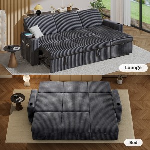Vipbear 101" Sleeper Sofa Bed with Pull Out Bed,Sectional Sleeper Sofa with Reclining Backrest/Reversible Storage Chaise/USB Ports,Tool-Free Assembly - 1 of 4