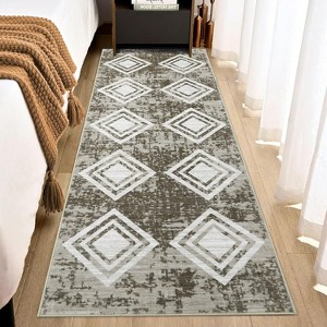 Washable Hallway Runner Rug, Soft Low Pile Modern Farmhouse Carpet, Non-Slip Rug for Kitchen Entryway Bedroom Nursery Décor - 1 of 4