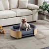 Elevated Dog Bed Pet Sofa with Solid Wood Legs and Bent Wood Back, Velvet Dog Bed with Removable Washable Cushion Cover - Cuddlewood - 2 of 4