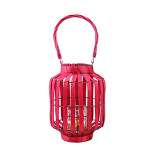 Kaemingk 20" Tropicalia Blush Red Cabana Tiki Bar Votive Candle Holder Lantern