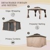 Gloweer Outdoor Hardtop Aluminum Gazebo Permanent with Polycarbonate Double Roof, with Curtain and Net - 3 of 4