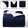 Heated Blankets Soft Flannel Electric Heated Blankets for Couch, Navy Blue - 2 of 4