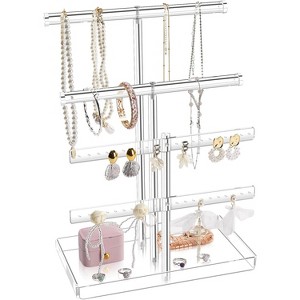 4-Tier Acrylic Jewelry Display Stand, Clear Organizer Tower for Necklaces, Bracelets, Earrings & Watches - 1 of 4