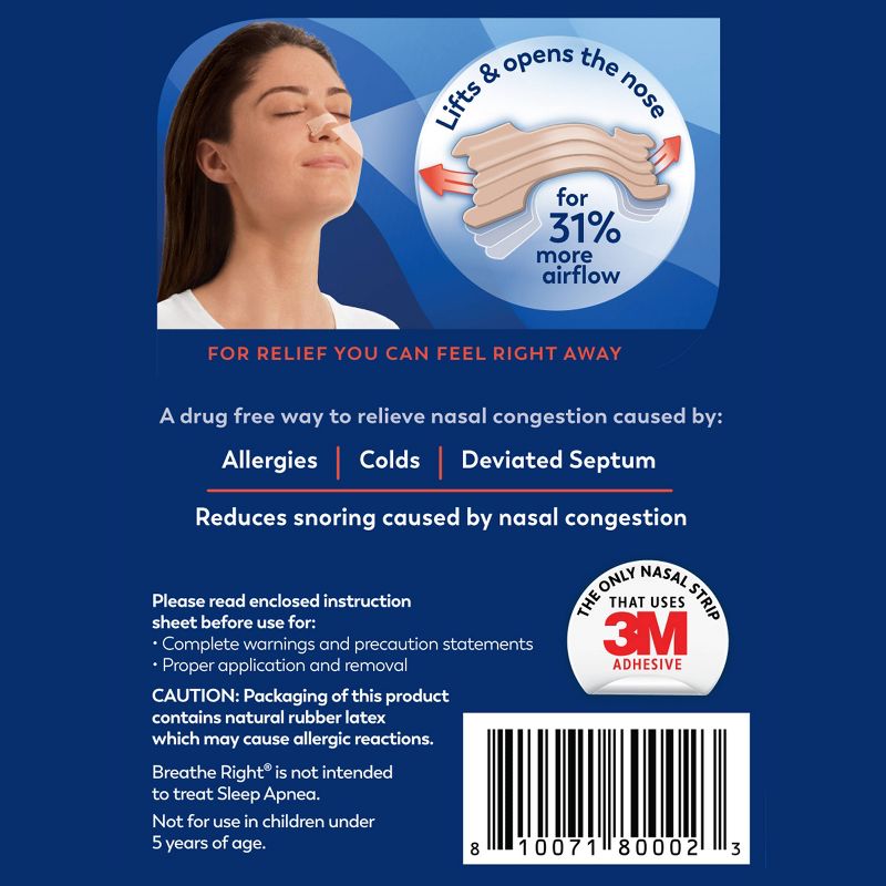Breathe Right Extra Tan Drug-Free Nasal Strips for Congestion Relief, 3 of 9