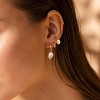 Pearl Dangle Hoop Earrings for Women - Dainty14K Gold Plated Small Drop Chain Hoops Trendy Earring Sets for - 2 of 4