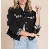 Women's Denim Paneled Leopard Print Ripped Jacket - Pretty Bash - 4 of 4
