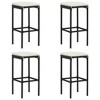 vidaXL Patio Bar Set Outdoor Garden Table with Stool with Cushions Poly Rattan - Black 27.6" Table Length 4 Piece - 4 of 4