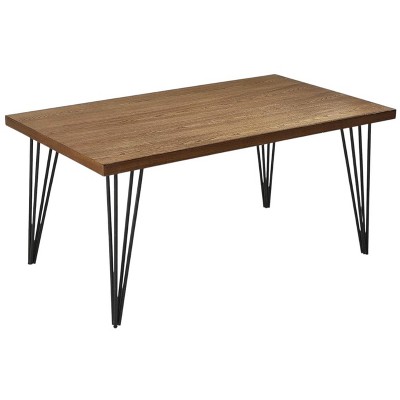 HomeRoots 63" Brown and Black Wood And Metal Dining Table