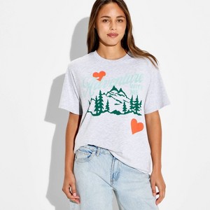 Women's Adventure Oversized Short Sleeve Graphic T-Shirt - Heather