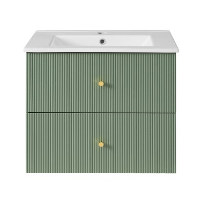 Vynxaria 24-Inch Wall Mounted Bathroom Vanity with 2 Drawers - Ideal for Small Bathrooms