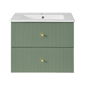 Vynxaria 24-Inch Wall Mounted Bathroom Vanity with 2 Drawers - Ideal for Small Bathrooms - 1 of 4