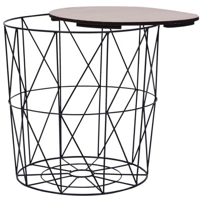 Industrial Charm Round Nesting Coffee Table Set in Natural Wood & Metal