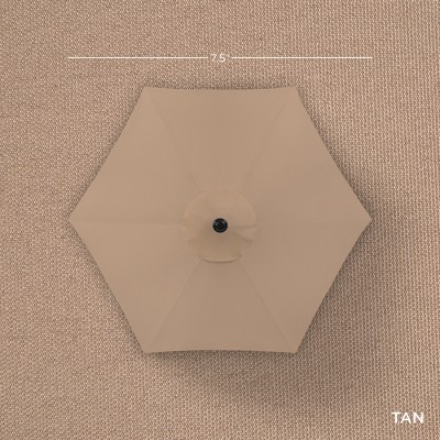Tan 7.5ft Heavy-Duty Outdoor Market Patio Umbrella with Steel Pole
