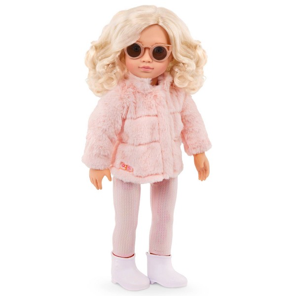 Nuestra Generación Ava Muñeca de Moda de 18" con Conjunto de Abrigo de Piel Sintética Rosa 2