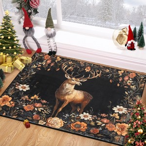 Garvee Washable Christmas Area Rug Soft Stain Resistant Christmas Rug Non-Slip Rug Christmas Elk Holiday Decor Untra-Thin Carpet for Living Room - 1 of 4