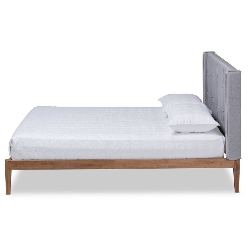 King Edmond Fabric Upholstered Wood Platform Bed Gray/Ash Walnut - Baxton Studio, 3 of 9