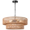 LamQee 22 Inch Farmhouse Rattan Chandeliers, 5 Lights Boho Chandelier Light Fixture with Hand Woven Wicker Shade - 2 of 4