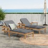 Christopher Knight Home Paolo Outdoor Adjustable Acacia Wood Chaise Lounge with Cushion (Set of 2) - 2 of 4