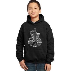 LA Pop Art Boy's Word Art Hooded Sweatshirt - Languages Guitar - 1 of 4