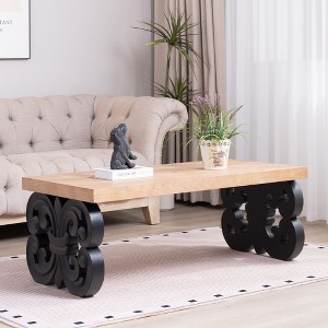 Kumasinova 47" Farmhouse Coffee Table with Carved Base,Rectangular Wood Center Table for Living Room,Modern and Traditional Decorative Side Table - 1 of 4