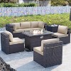 ALAULM 8 Pieces Outdoor Patio Furniture Set with 43" Gas Propane Fire Pit Table PE Wicker Rattan Sectional Sofa - 3 of 4
