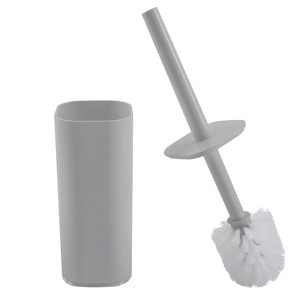 Acrylic Square with Rounded Edges Toilet Brush Holder with Lid Gray - Bath Bliss - 1 of 4