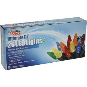 Good Tidings Diamond Cut Multi-Colored LED Lights Christmas, Green Wire, 15 feet - 1 of 1
