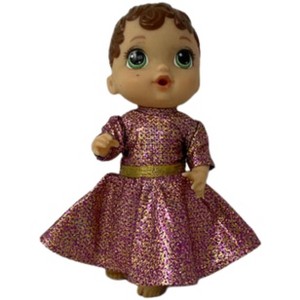 Doll Clothes Superstore Metallic Color Dress For Little Baby Dolls - 1 of 4
