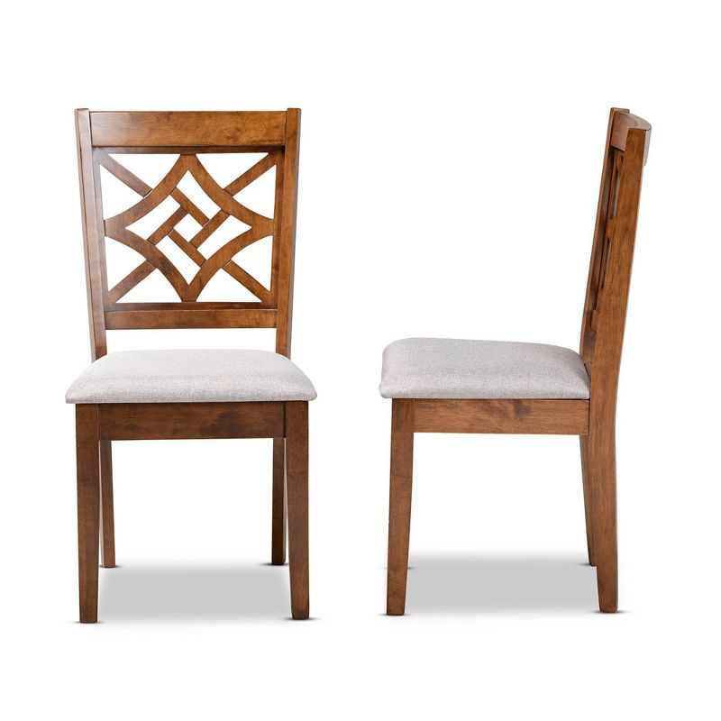 2pc Nicolette Fabric and Wood Dining Chairs Set - Baxton Studio, 4 of 9