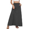Women's 2025 Maxi A-Line Skirt - Elastic High Waist Flowy Long Skirt with Pockets Dark Gray - 2 of 4