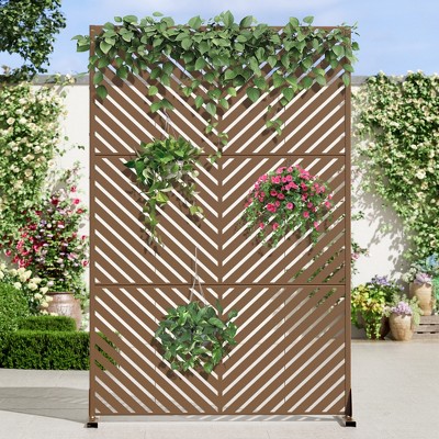 Lirago Brown 72 in. Galvanized Metal Outdoor Privacy Screens Garden Outdoor Fence
