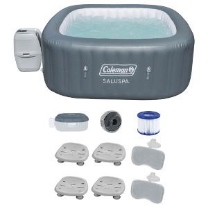 Bestway Coleman Hawaii AirJet Inflatable Hot Tub with EnergySense Cover, Grey + Bestway SaluSpa Spa Seat + Bestway SaluSpa Pillows - 1 of 4