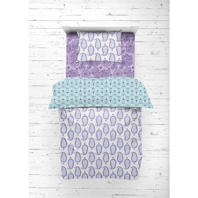 Bacati - Paisley Isabella Purple Lilac Aqua 4 pc Toddler Bedding Set