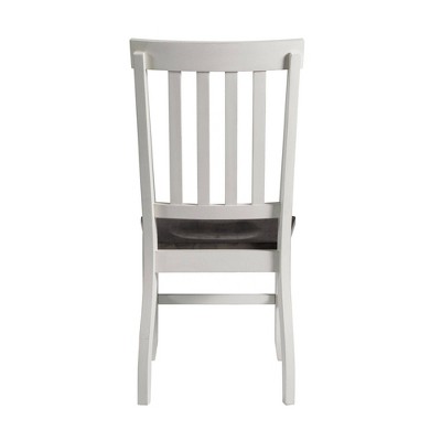 Gray and White Wooden Slat Back Side Chair