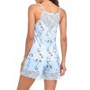 Women Pajama Set Lace Trim Short Pajama Set Sleeveless Sleepwear Nightwear - 3 of 3