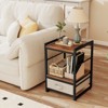 Tangkula Nightstand Industrial Bedside Table w/ Open Storage Shelf & Fabric Drawer - 3 of 4