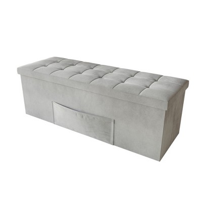 Home Design Chico 42" Tufted Upholstered Folding Storage Bench With Pocket