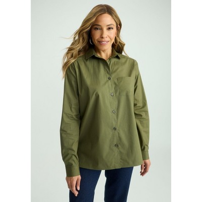 Jessica London Women's Plus Size Stretch Cotton Oversized Shirt