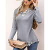 Coolmee Women's Contrast Collared Shirts Long Sleeve Patchwork Work Blouse Tunics Tops - 4 of 4