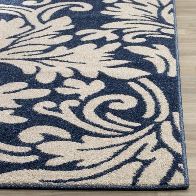 Navy & Ivory Cotton Blend 6' x 9' Hand-Knotted Area Rug