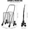 Grocery Cart on Wheels for Stairs, Foldable Utility，with Rolling Swivel Wheels,with Wide Cushion Handle Bar,20.4*17.3*36.2inch,70lbs Load Capacity - 2 of 4